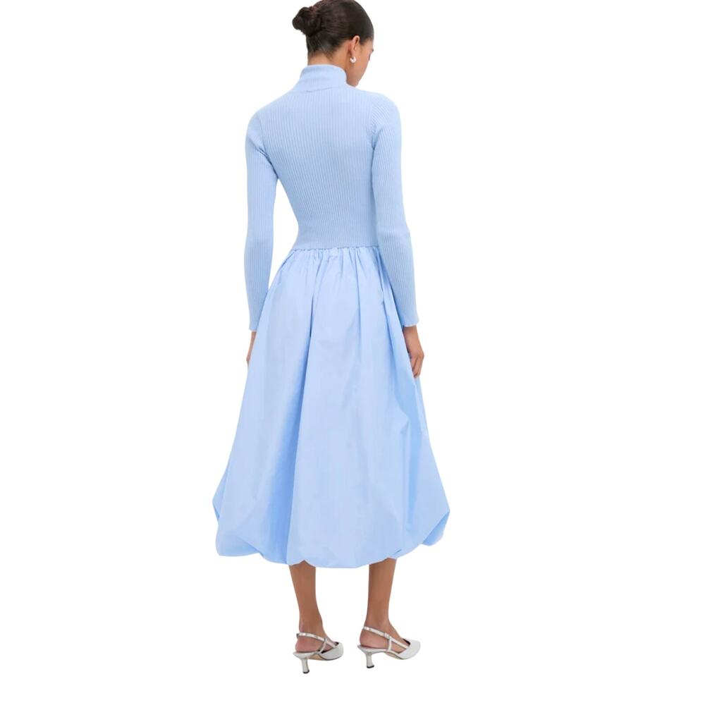 New Hyacinth House Mixed-Media Michaela Balloon Midi Dress Blue Women Plus XXL - Picture 3 of 13